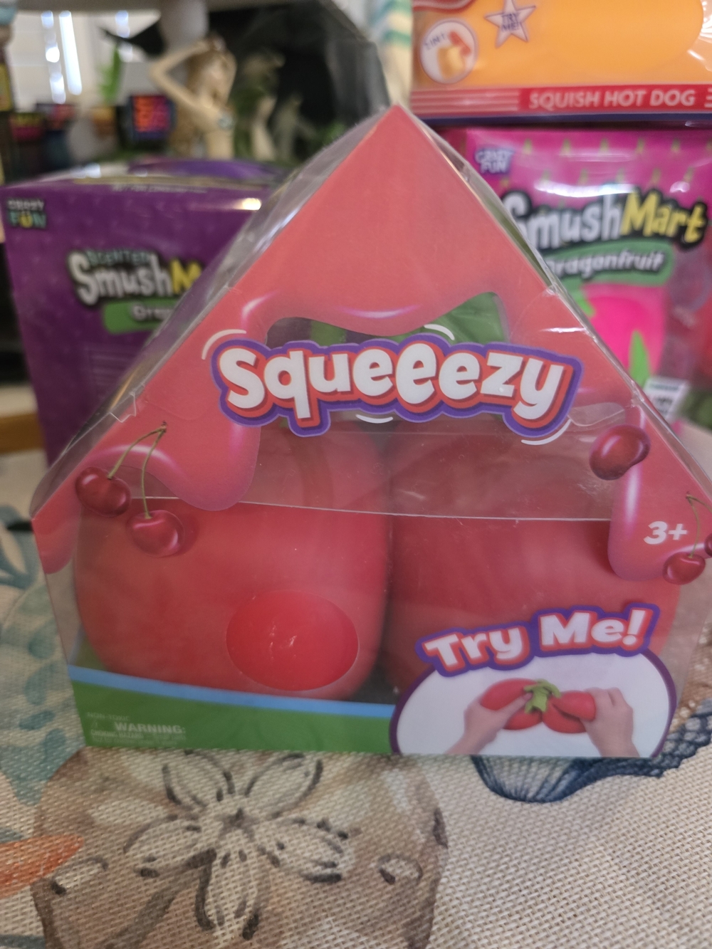 Squeeezy 2 Cherry Squishy Toy  - Red